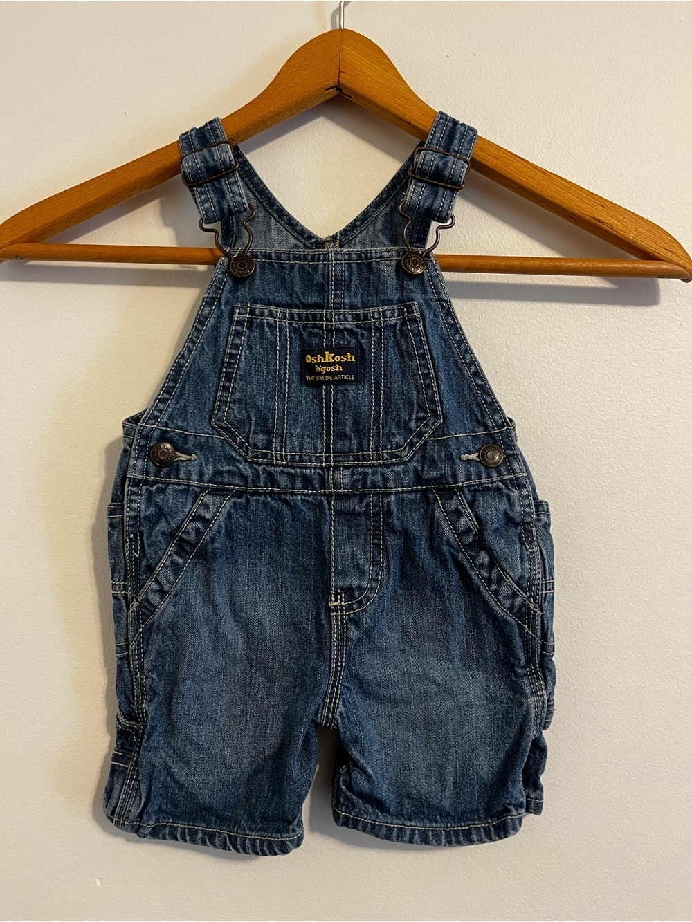 Vintage 90s OshKosh B’gosh Vestbak Blue Denim Jean Shortalls Overalls 12mo